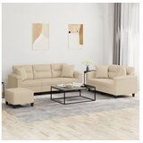 vidaXL 3-dijelni set sofa s jastucima krem od mikrovlakana | shoptok.hr