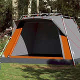 Šator Šotor za kampiranje za 4 osebe sivo oranžen za hitro postavitev