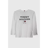 Tommy Hilfiger Otroška bombažna majica z dolgimi rokavi bela barva