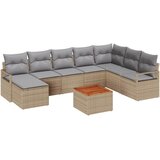  9-dijelni vrtni kauč set s jastučićima bež poli ratan akacija 2-sjedni vrtni kauč s jastučićima bež poli ratan | shoptok.hr