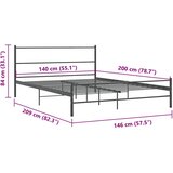  Okvir za krevet bez madraca sivi metalni 140 x 200 cm | shoptok.hr