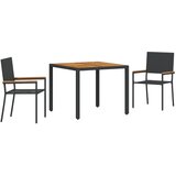 vidaXL 3-delni vrtni jedilni set črni poli ratan, skladiščni vrtni stoli s blazinami - 2-delni set v črnem poli ratanu | Shoptok.si