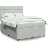 vidaXL Box spring postelja z vzmetnico svetlo siva 160x200 cm žamet | Shoptok.si