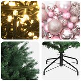  Umjetno božićno drvce s kuglicom 240 cm 300 LED lampica - Zelena 240 cm s LED-ima i ružičastim lopticama | shoptok.hr
