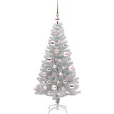 vidaXL Božično drevo med 150 LED z stojalom srebrna 120 cm PET | Shoptok.si