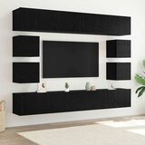  Set TV komoda Zidne 8 pcs Crni hrast Konstruirano drvo | shoptok.hr