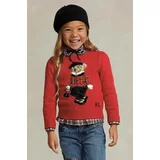 Polo Ralph Lauren Otroški bombažen pulover rdeča barva