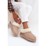 Boto Leather Suede Snow Boots Women with Fur Beige Mivelle | Shoptok.si