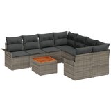 vidaXL 9-dijelni Vrtni Sofa Set s Jastucima Sivi Poli Ratan Akacija, 2-sjedalni Vrtni Sofa s Prostorom za Skladište i Jastucima Sivi Poli Ratan Cijene