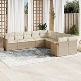 vidaXL 10-dijelni set vrtnih sofa s jastucima bež od poliratana | shoptok.hr