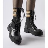 Gemre Black sock boots with brown lettering Daria | Shoptok.si