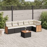  7-dijelni set vrtnih sofa od poliratana s jastucima crni | shoptok.hr