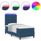 vidaXL Postelja s škatlasto vzmetjo z vzmetnico in LED modra 90x190 cm Tkanina, (22067188) | Shoptok.si