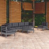 Maison Chic Seti vrtnega pohištva - Vrtna garnitura - Vrtni pohištvo set 7-delna z blazinami trdna borovina, (21802155) | Shoptok.si