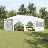 vidaXL Paviljonski šotor z 10 stranskimi stenskimi elementi bel 6x4 m PE | Shoptok.si