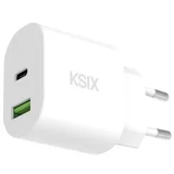 GaN ultrabrzi zidni punjač 20W, PD, USB-C + USB-A, USB-C + USB-A, bijeli