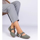 D/CEO marka niezdefiniowana Green ballet flats adorned with a crystal buckle Demetra | Shoptok.si