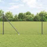 vidaXL varjena žična ograja z 13 stožčastimi stebri siva 1x25 m jeklo | Shoptok.si