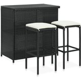 vidaXL Barska garnitura 3-delna poli ratan črna | Shoptok.si
