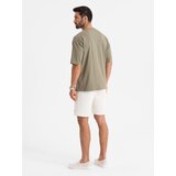 Ombre Men's LOOSE FIT cotton t-shirt with round neckline - khaki | shoptok.hr