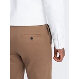 Ombre Men's classic cut chino pants with fine texture - brown | shoptok.hr
