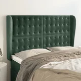 vidaXL Uzglavlje s ušima tamnozeleno 147x23x118/128 cm baršunasto