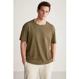 Grimelange Davinson Men's Open Collar Oversize Fit 100% Cotton T-shir