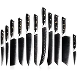 Set damašćanskih kuhinjskih noževa WA-35136 - Crna / Zlatna / 11 kom KP35136