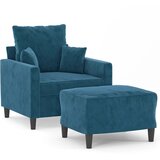 vidaXL Fotelja s tabureom plava 60 cm baršunasta | shoptok.hr