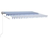  Tenda na ručno uvlačenje s LED svjetlom 400x350 cm plavo-bijela | shoptok.hr