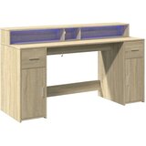  pisalna miza z LED osvetlitvijo, inženirski les, sonoma hrast, 160x55x91 cm | Shoptok.si