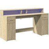  Radni stol s LED svjetlima hrast 160x55x91 cm konstruirano drvo | shoptok.hr