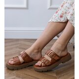 Gemre Brown flat sandals with buckles on straps Liluna | shoptok.hr