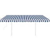 vidaXL Automatska tenda sa senzorom LED 4 5 x 3 m plavo-bijela | shoptok.hr