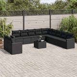  12-dijelni set vrtnih sofa od poliratana s jastucima crni Cijene