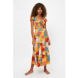 Trendyol Colorful Floral Pattern Viscose Beach Bottom-Top Set | Shoptok.si