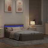  Hidraulični okvir za krevet LED od tkanine smeđesivi 140x200 cm | Eponuda.ba