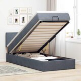Maison Chic Otomanski Posteljni okvir - Enojna postelja - Postelja za odrasle z vzmetnico siv 90x200 cm žamet-J2558, (21770359) | Shoptok.si