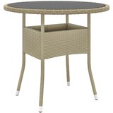  Vrtni stol Ø 80 x 75 cm od kaljenog stakla i poliratana bež | shoptok.hr