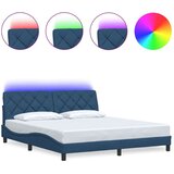  Posteljni okvir z LED brez vzmetnice moder 180x200 cm blago | Shoptok.si