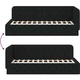  Kutni okvir kreveta s uzglavljem Crna 90 x 200 cm tkanina | shoptok.hr