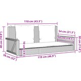  Klupa za ljuljanje s jastucima crna 119x56x48 cm poli ratan | shoptok.hr