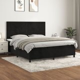 vidaXL Box spring postelja z vzmetnico črna 160x200 cm žamet Cene