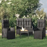 The Living Store Vrtna jedilna garnitura 4-delna z blazinami črn poli ratan - Vrtna Jedilna Garnitura, (21424761) | Shoptok.si