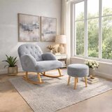 Atelier Del Sofa Dügmeli - Grey Grey Wing Chair & Pouffe Set (2 Pieces) Cene