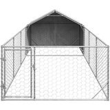 vidaXL Zunanji pasji boks z izpustom 7x2x1,5 m pocinkano jeklo | Shoptok.si
