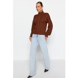 Trendyol Limited Edition Dark Brown Back Lace-Up Detail Braided Sweater Sweater | shoptok.hr