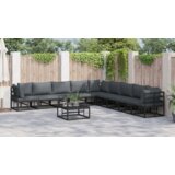 vidaXL Vrtna sedežna garnitura 10 pcs Črna 70 x 70 x 32 cm Aluminij | Shoptok.si