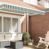 Nadstrešnica Zaslon tende Zelena in Bela 330 x 20 cm Platno, (5000241362) | Shoptok.si