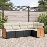 Maison Chic Seti vrtnega pohištva - Vrtna garnitura - Vrtni pohištvo set 5-delna z blazinami črn poli ratan, (21795955) | Shoptok.si